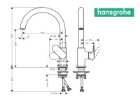 MEDIDAS MONOMANDO COCINA VERNIS BLEND HANSGROHE